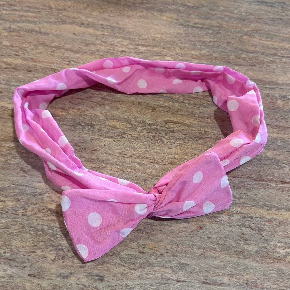 Pink Polka Dot Headband